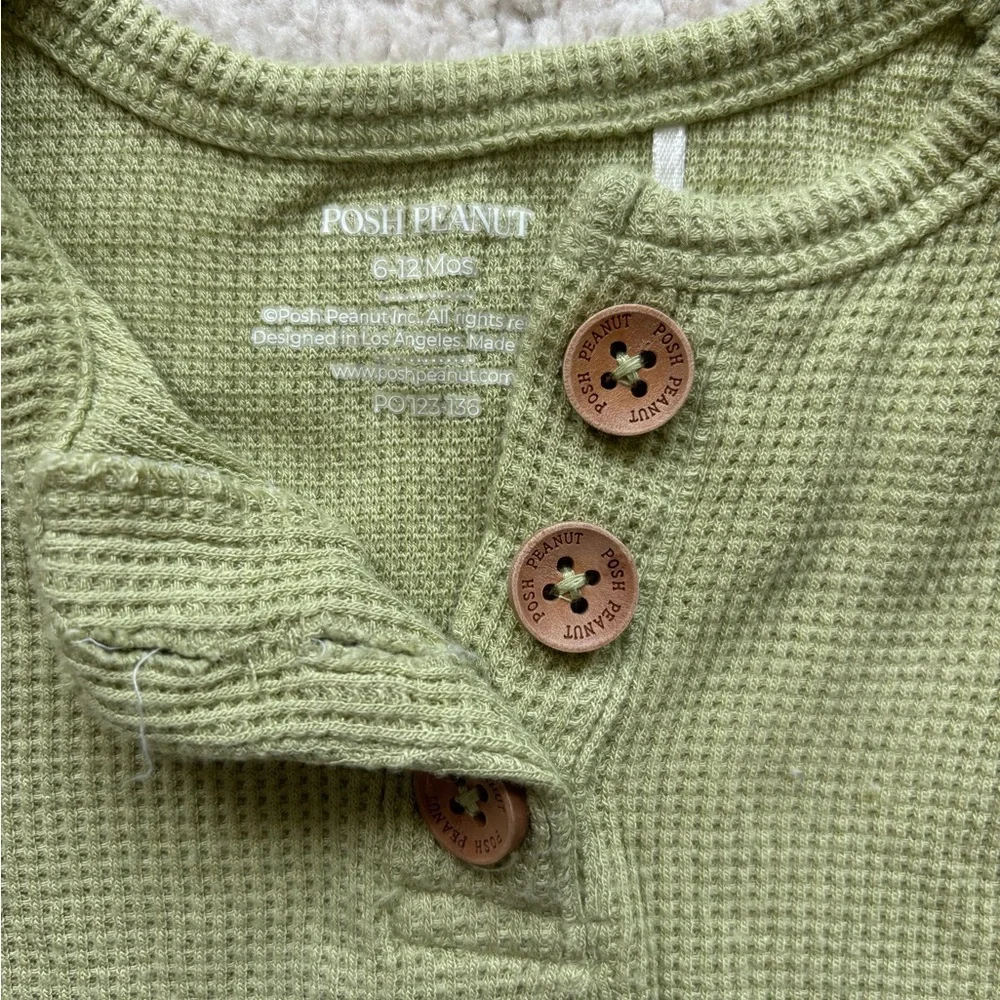 Posh Peanut Waffle Knit Long Sleeve Twirl bodysuit dress in size 6-12m - Picture 2 of 4
